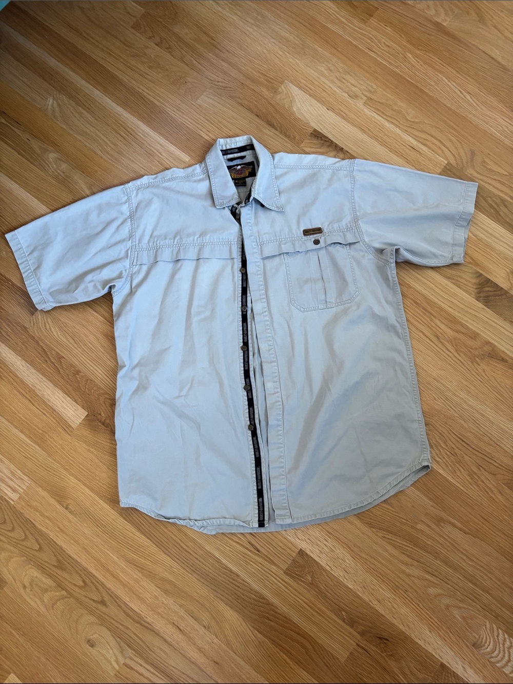 Harley-Davidson Pale Blue Short Sleeve Button-Up Shirt